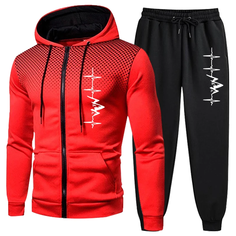 Sweatshirt of Man Casual Tracksuits Sweatpants Round Dot Zipper Jacket Coat Autumn Winter Outdoors Jogging Sports Mens Clothing