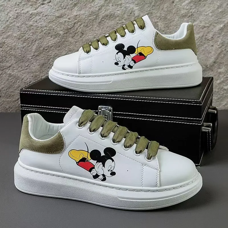 2025 outono novo transporte da gota mickey mouse sapatos de lona pintados à mão homem mulher sapatos de tabuleiro para meninos e meninas versão coreana