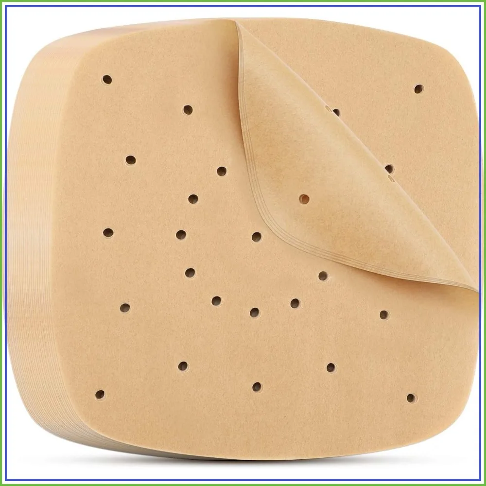

200pcs 7 Inch Air Fryer Parchment Paper, Unbleached Bamboo Square Liners for Basket