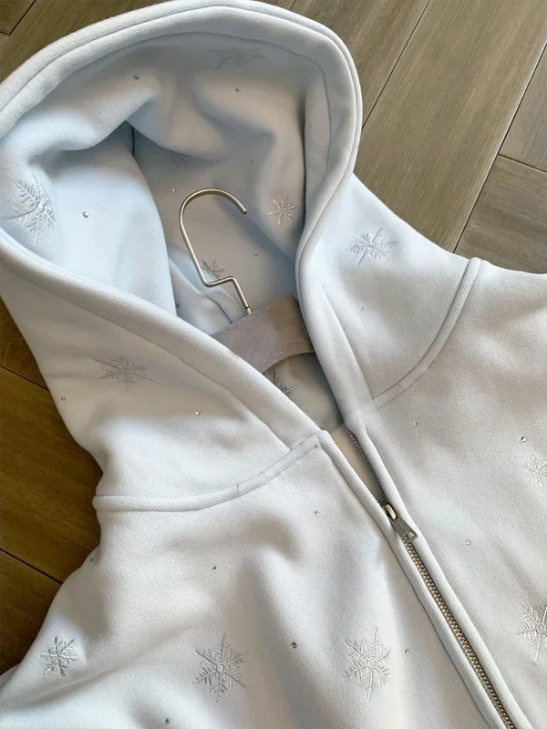 เสื้อโค้ทมีฮู้ดซิปสำหรับผู้หญิง ฤดูหนาว 2025  งานปัก  ให้ความอบอุ่น สไตล์เกาหลี  ลำลอง สบาย