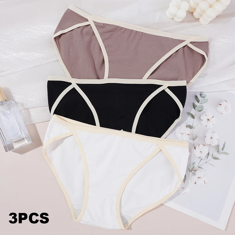 3PCS/SET Women Cotton Panties Women Sexy Low Rise Briefs Female Breathbale Underwear Slit Design Soft Lingerie