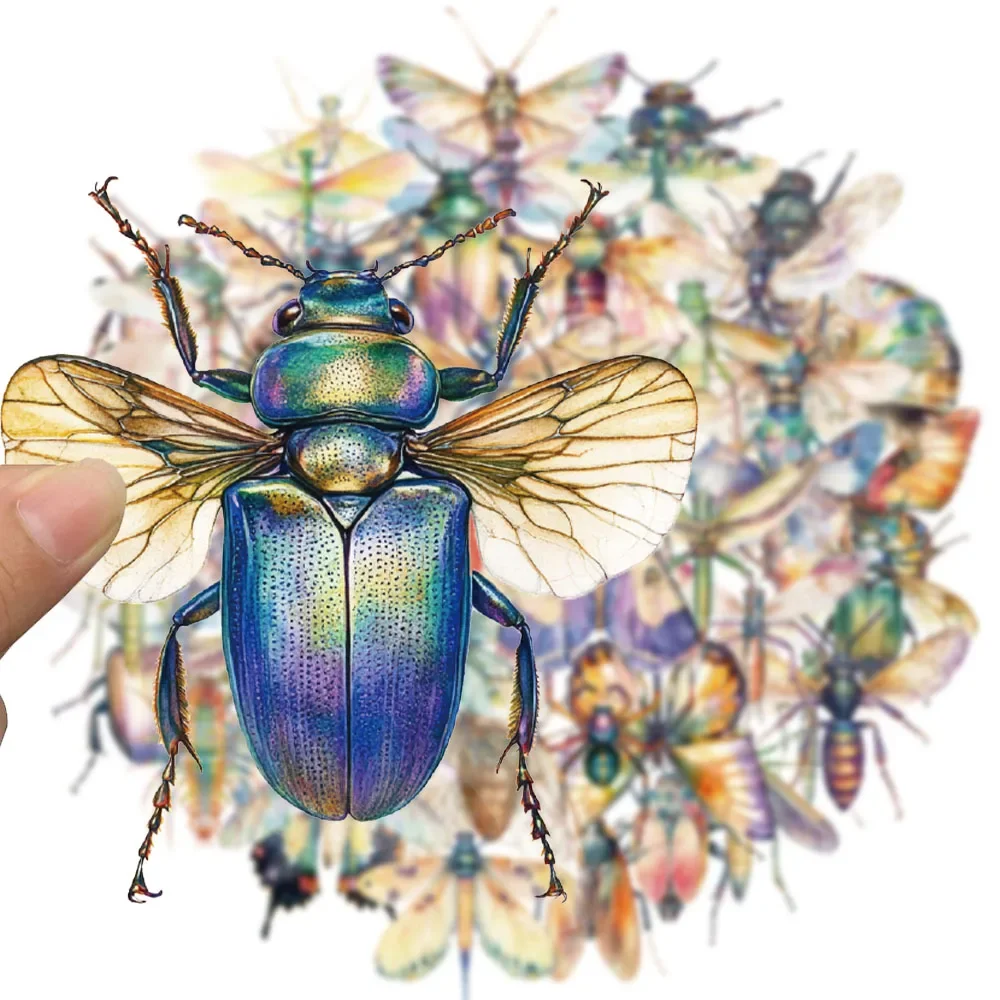 

50Pcs Cute Cartoon Insect Beetle Stickers PET for Toy DIY Luggage Laptop Guitar Skateboard Phone Case Bike Car Stickers