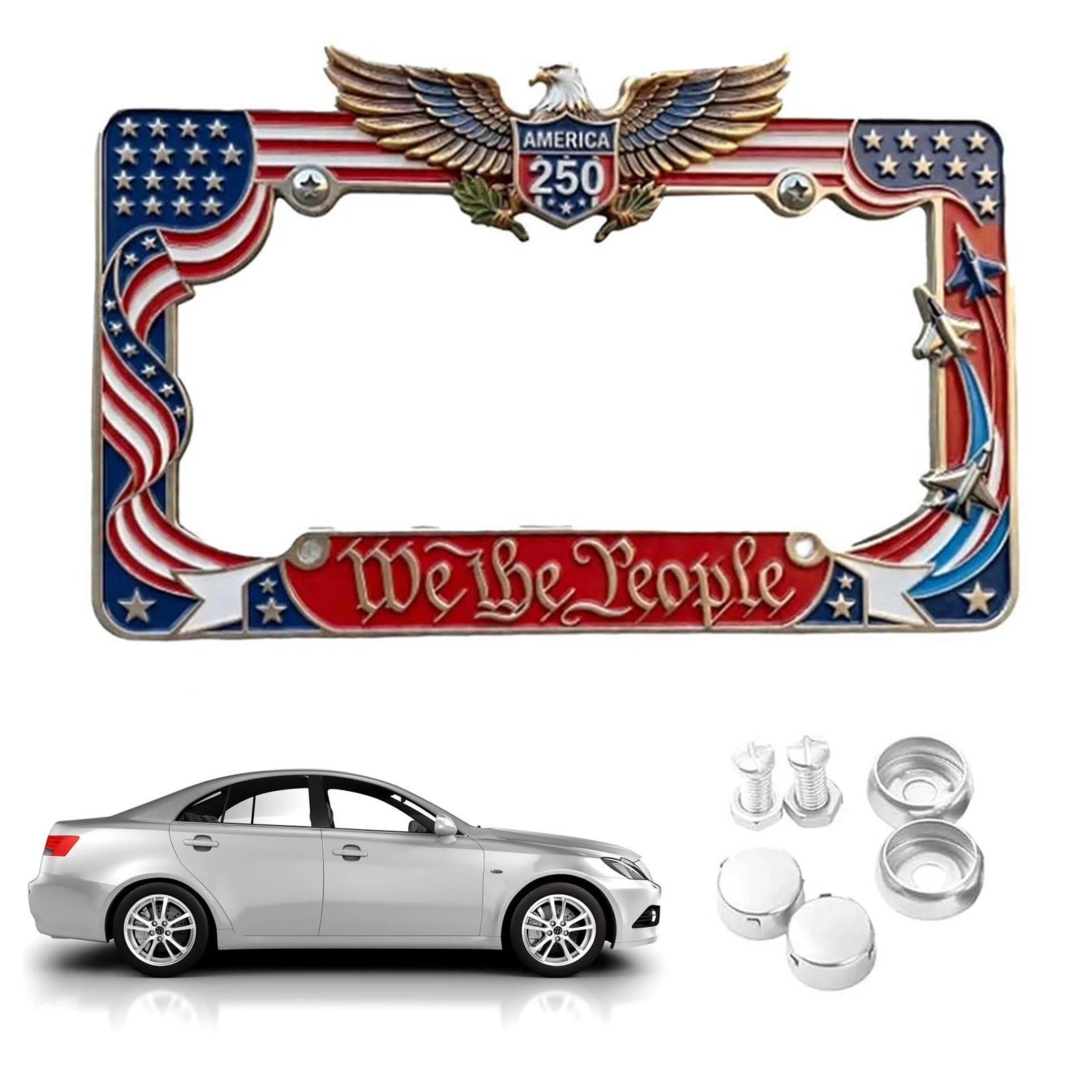 

250th Anniversary Commemorative License Plate Frame Rust-proof Stable for Patriots Festival Celebrations Anniversaries
