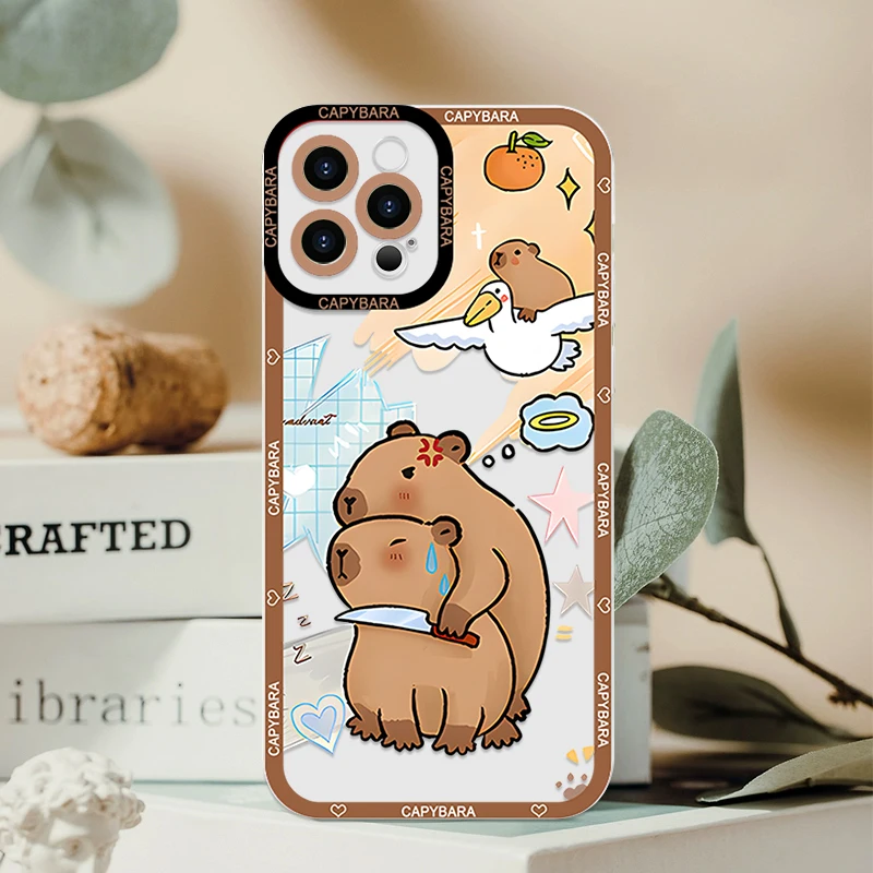 Cartoon Animal Capybara Couple Phone Case for Vivo V40 Lite SE V20 V21 V27 11 V25 V30 Pro Y100 Y17 Y22 Y76 5G Clear Soft Covers