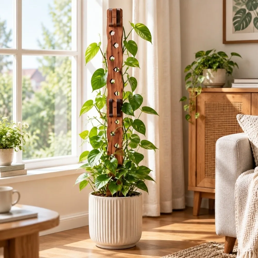 Wooden Plant Support Frame Extendable Hollow Out Plant Stand Adjustable 2-In-1 Plant Climbing Trellis Climbing Plant