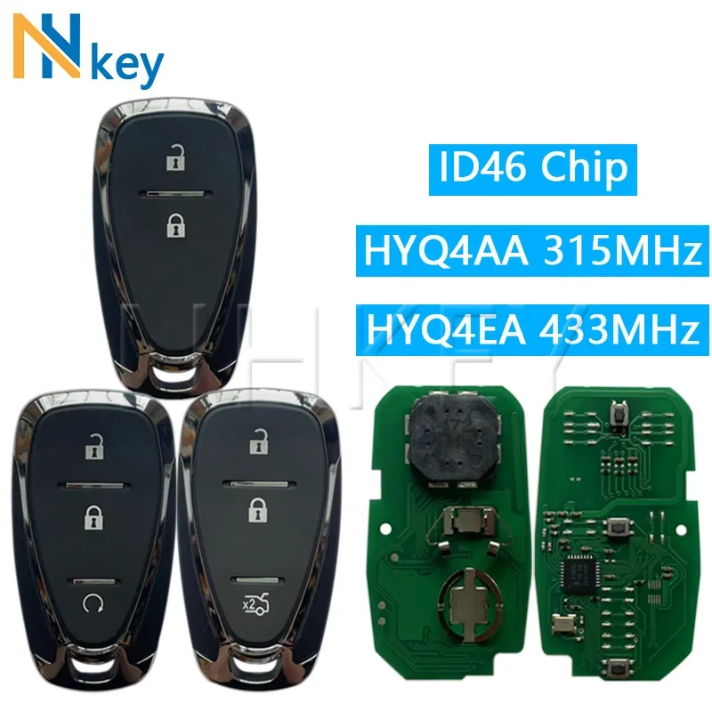 NH KEY ID46 Chip HYQ4AA/315MHz HYQ4EA/433MHz llave remota para Chevrolet Orlando JM Trax Tracker 2/3 botones