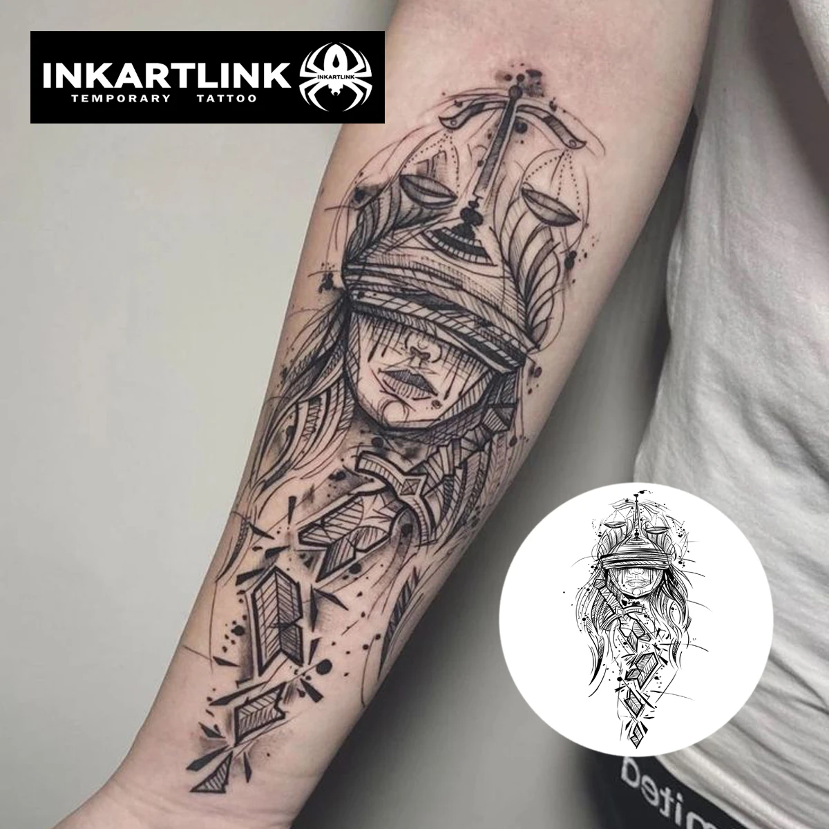 Mysterious Portrait Temporary Tattoo,Lasts To 15 Days New Technology Magic Waterproof Semi Permanent Sticker,For Parties .