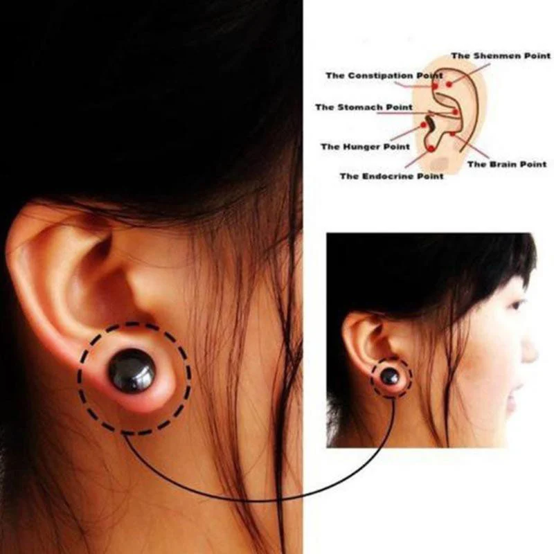 Black Magnetic Auricular Therapy Earrings for Ear Acupressure Pain Relief Non Piercing Clip on Alternative Traditional Jewelry