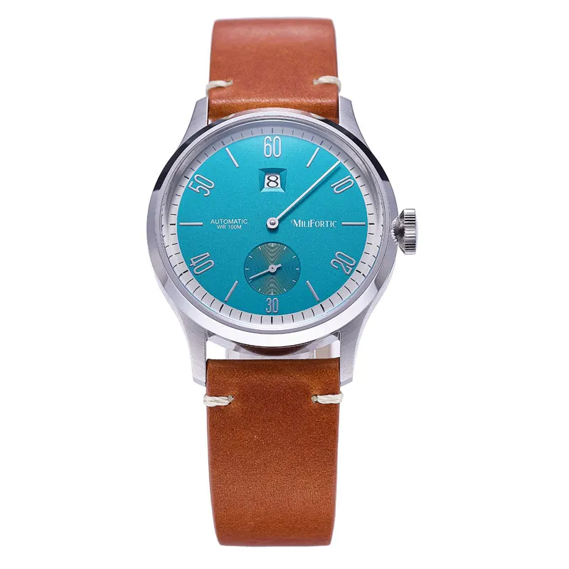 Milifortic 38mm Watch Men Automatic Jumping Hour ST17T Movement R088 Date Sapphire Crystal Leather Mechanical Watches 10Bar