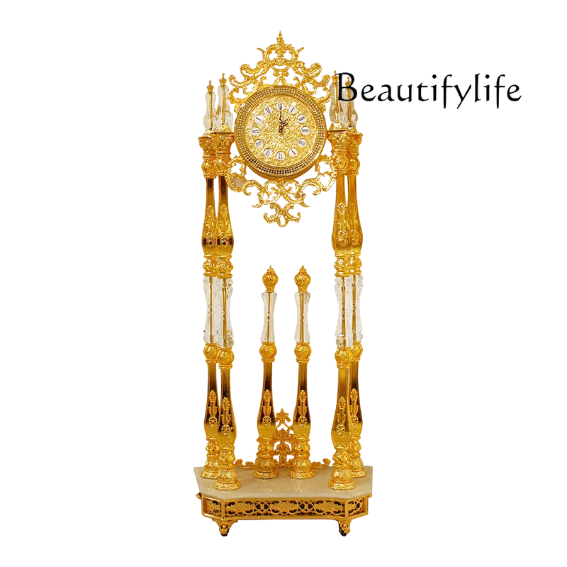 

Crystal column creative handmade floor clock luxury living room vertical clock imported movement fashion clock