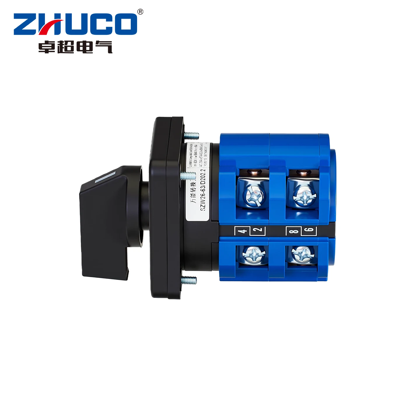 Szw26-63/D202.2 1-0-2 Panel 3-Position 8-Terminal Connector Two-On-One-Off Three-Position Silver Contact Cam Switch Rotary Switch Toggle Switch