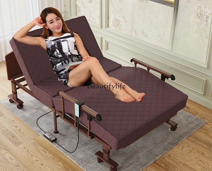 

Electric Folding Bed Nursing Remote Control Automatic Lifting Backrest Adjustable Stand up Auxiliary Elevated Bed