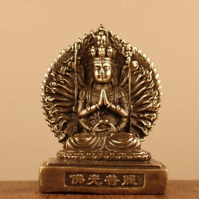 Antique Pure Copper Double-Sided Thousand Hand Avalokitesvara Buddha Ornaments