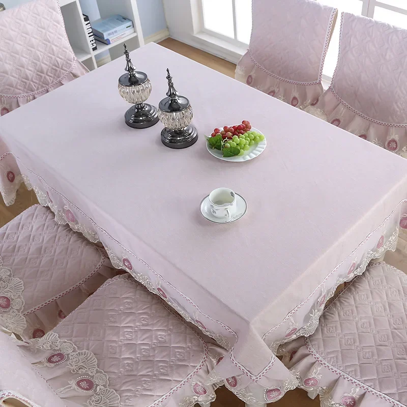 Europe Lace Floral Home Kitchen Party Tablecloth Set Suit Table-cloth Rectangular Round Round Square Table Cloth Chair Cover