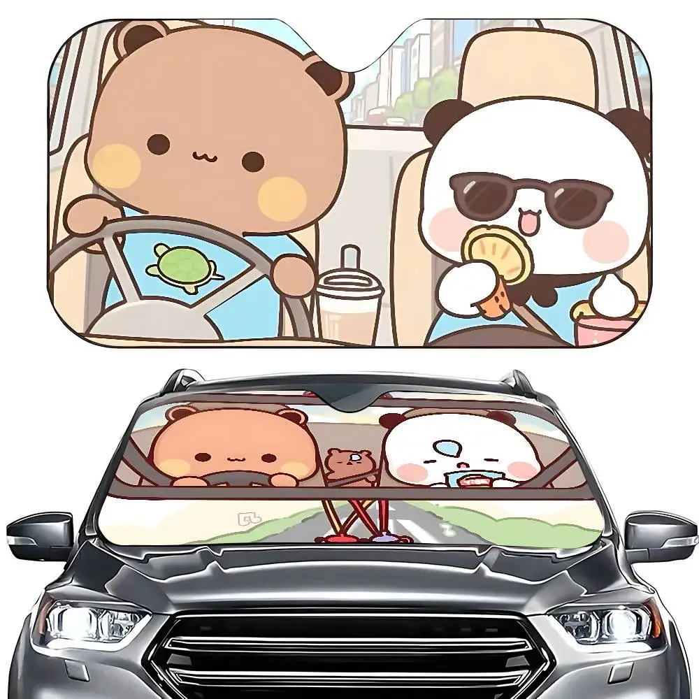 ม่านบังแดดรถยนต์น่ารัก D-Dudu Bubu ขนาด 130x70 ซม. ผ้าคลุมกระจกหน้ารถ ป้องกันรังสียูวี อุปกรณ์ตกแต่งรถยนต์