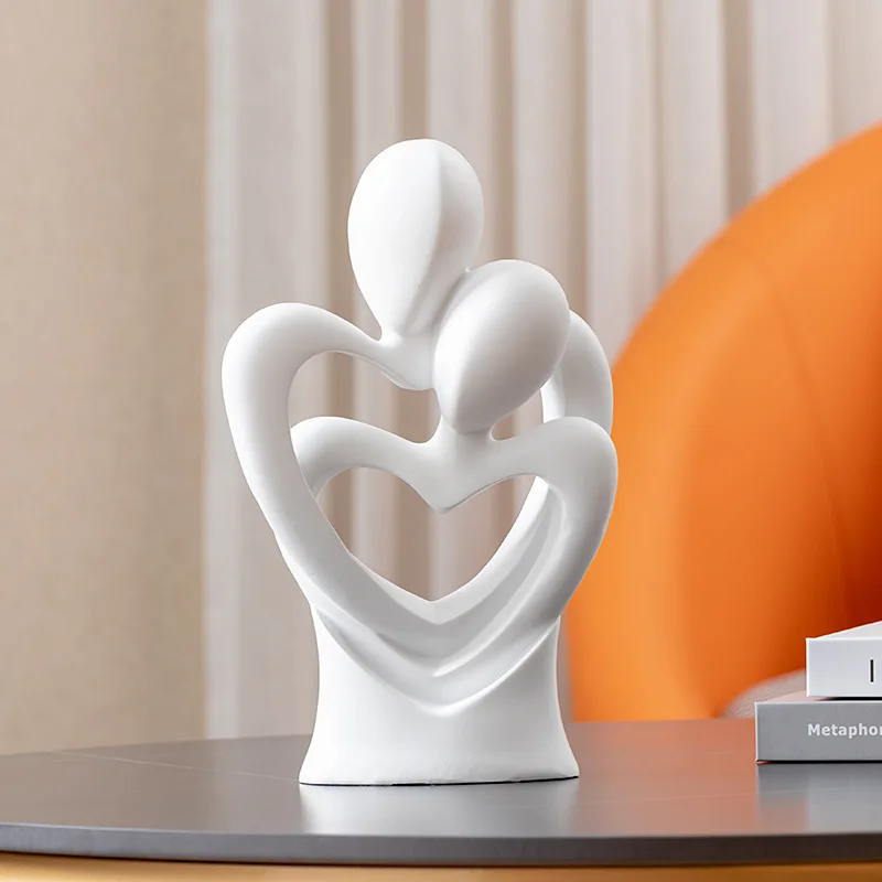 Creative abstract resin character couple statue ornament heart-to-heart wedding gift housewarming new home gift for girlfriend