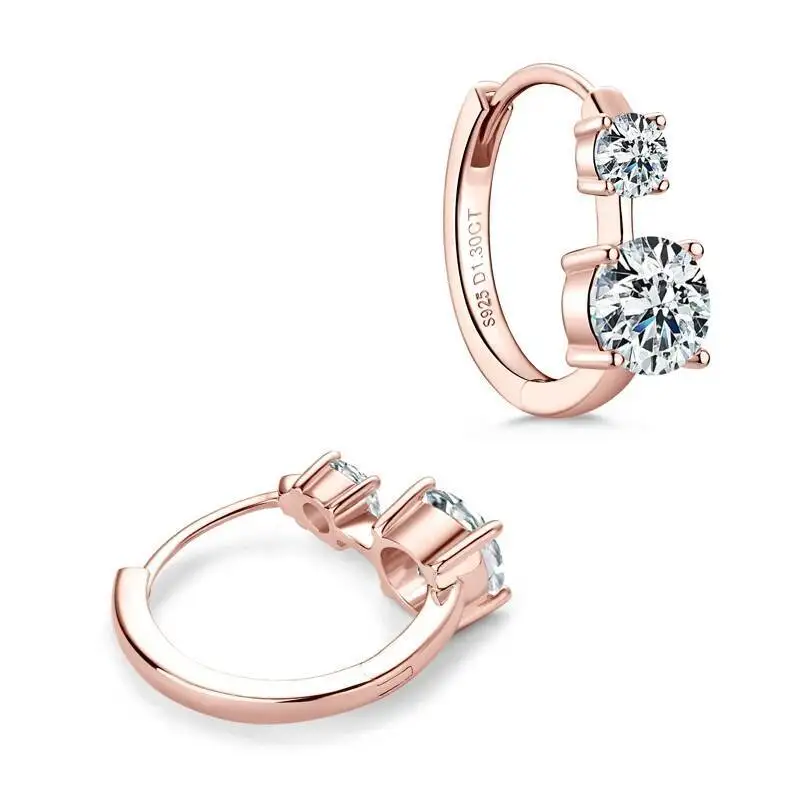 JoiasHome Moissanit-Creolen mit Zertifikat, 4 mm und 6,5 mm, D-Farbe, 925er Sterlingsilber, modische Damen-Ohrringe – Detail 5