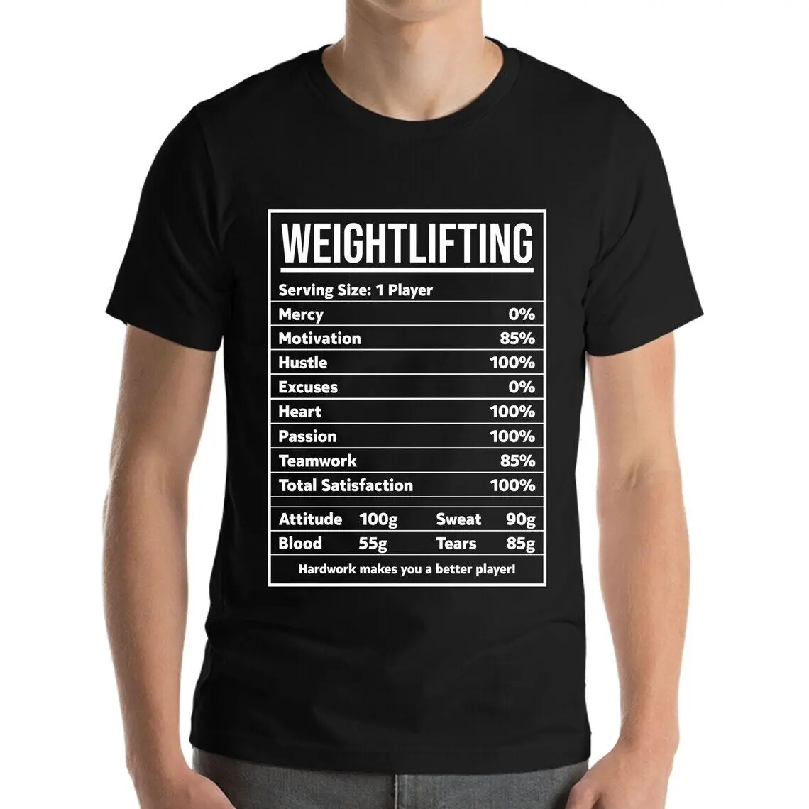 Funny Weightlifting Nutrition Facts Bodybuilding T-Shirt Men Women