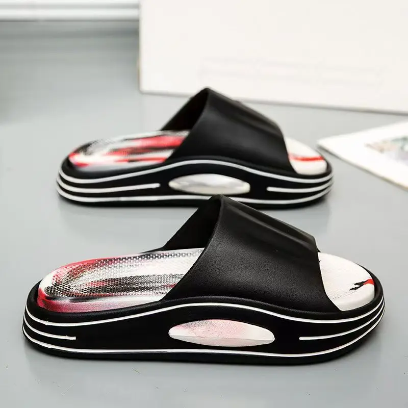 

Мужские повседневные спортивные тапочки на толстой подошве, мягкая подошва, нескользящие легкие домашние тапочки с открытым носком, против запаха, уличные пляжные тапочки