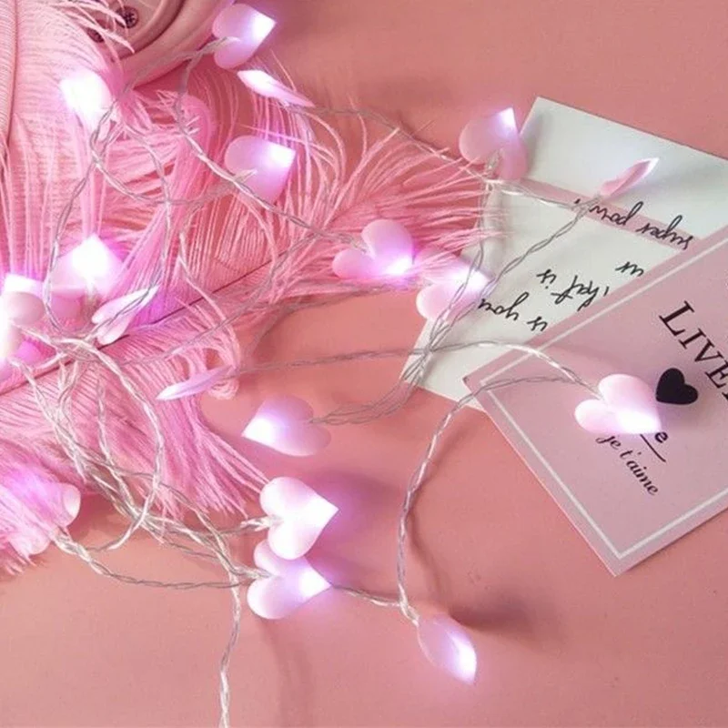 10/20 Led Cotton Love Heart Wedding String Fairy Light Pink Girl String Light Indoor Wedding Party Garland Valentines Day Decor