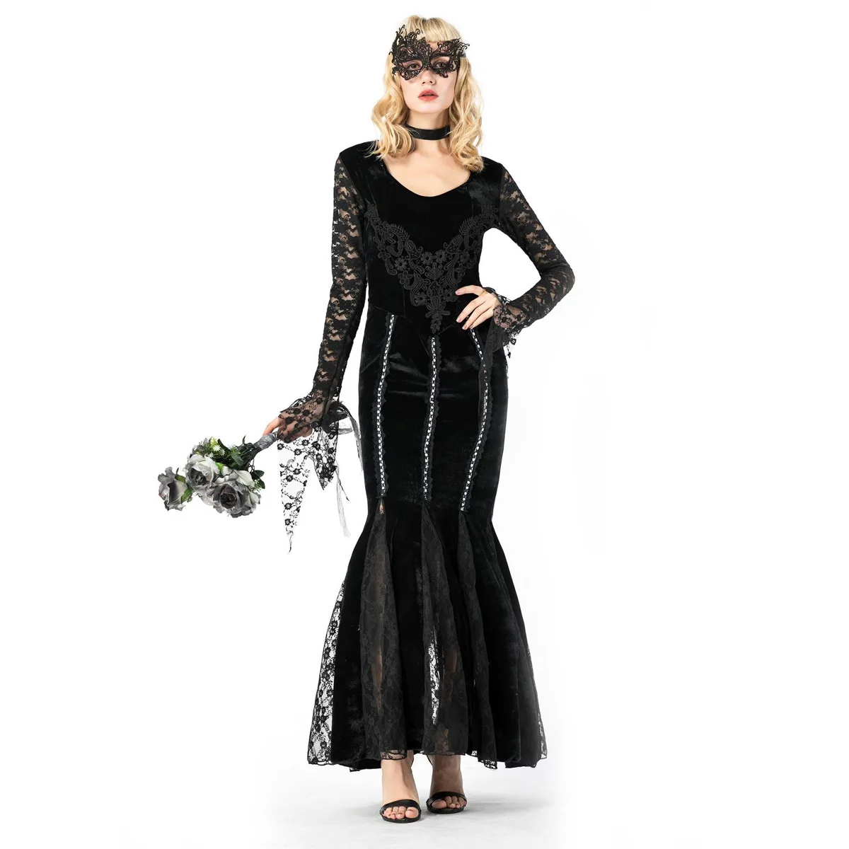 halloween-noir-dentelle-bord-vampire-adulte-vampire-cosplay-costume-queue-d'aronde-robe-longue-robe