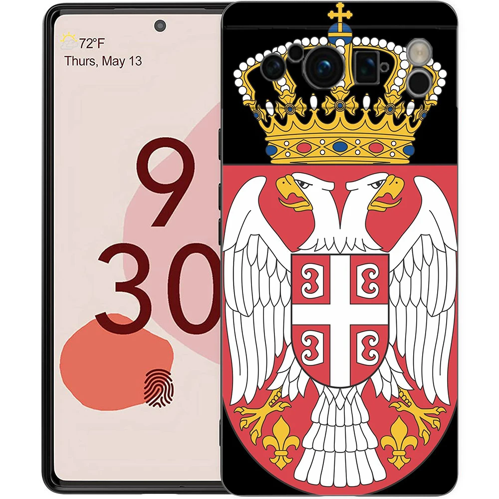 صربيا العلم لجوجل بكسل 8 برو جراب هاتف بكسل 9 برو XL حافظة من البولي يوريثان بكسل 8 برو 8A 7A 7 6A 6 برو غطاء أسود ناعم