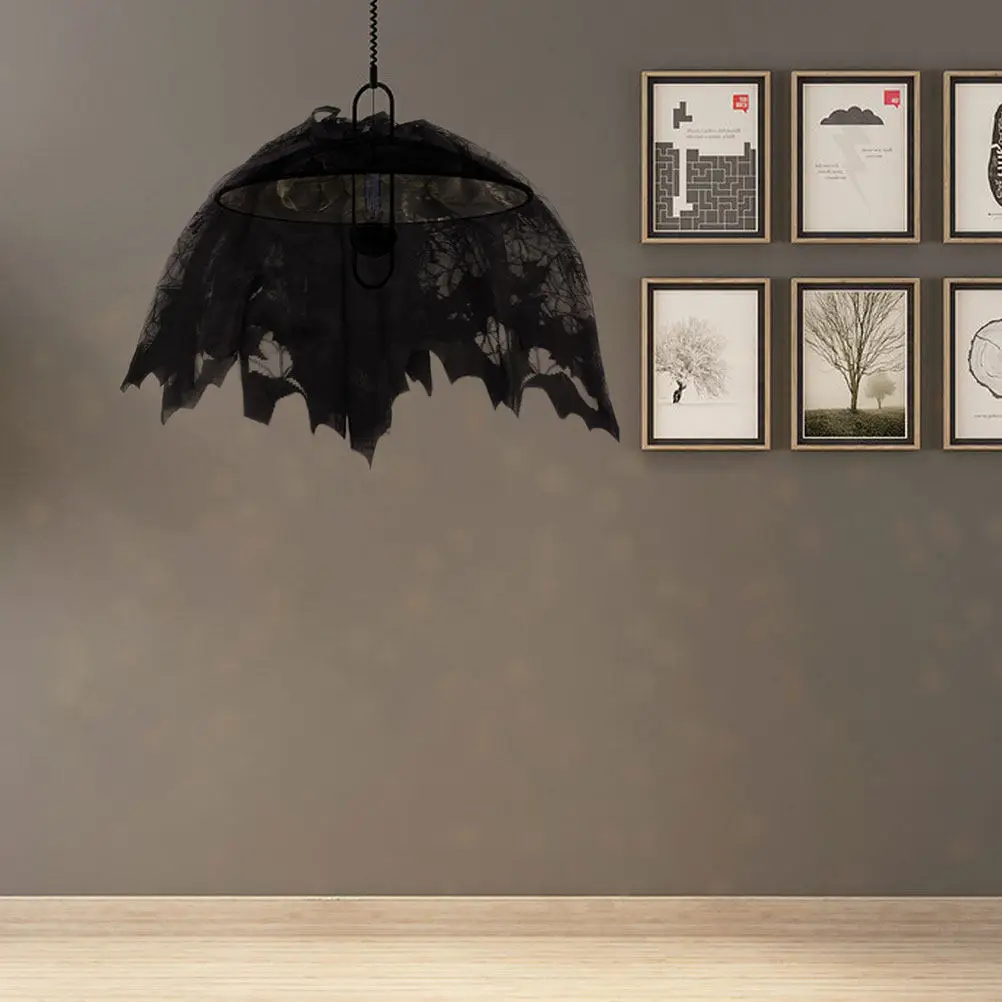 Halloween Lace Lampshade Set – 2pcs Table Lamp Cover for Party Decor, Scary Theme Light Protector