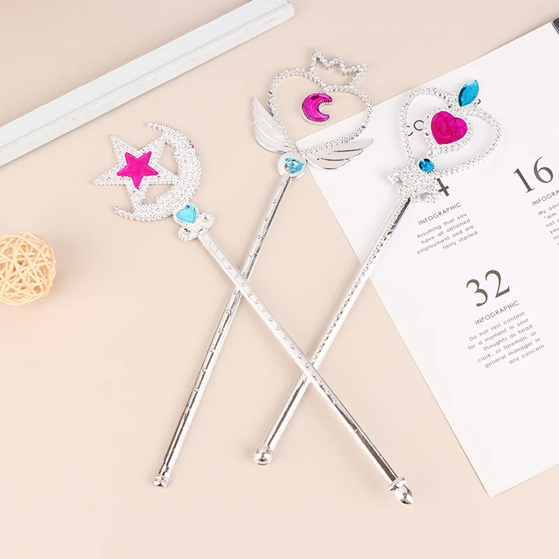 1Pc Girls Princess Crown Magic Wand Bridal Crown Crystal Diamond Fairy Wand For Kids Party Magic Wand Girls DIY Decoration