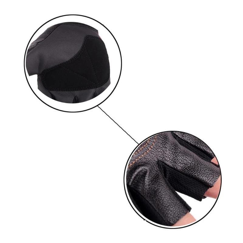 652F Punk Bike Gloves Fingerless Finger PU Leather Skull Design for Outdoor Riding Vintage  Ventilated Spring Summer
