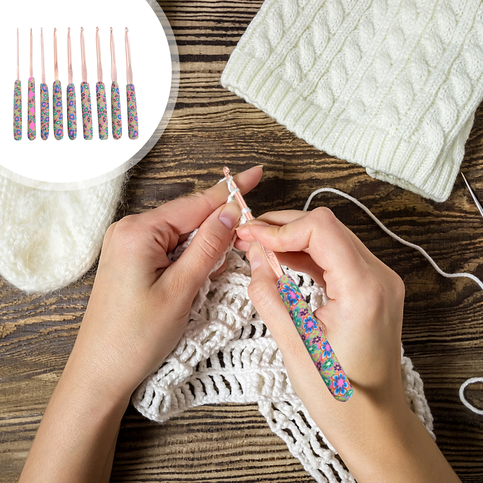 

Aluminum Crochet Hook Set Short Knitting Needles Weaving Tools Lace Yarn Crafting Durable AntiRust Smooth Gliding Effortlessly H