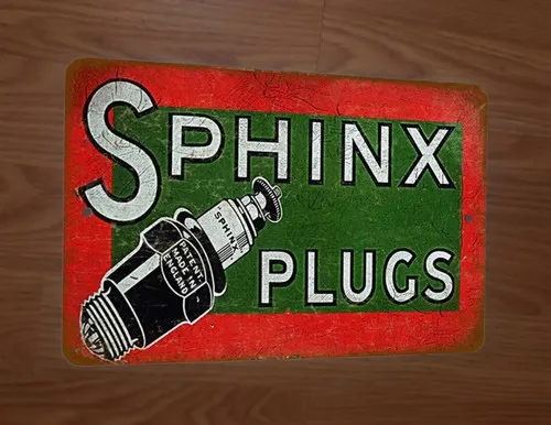 Vintage Look Sphinx Spark Plugs Garage  Metal Wall Sign