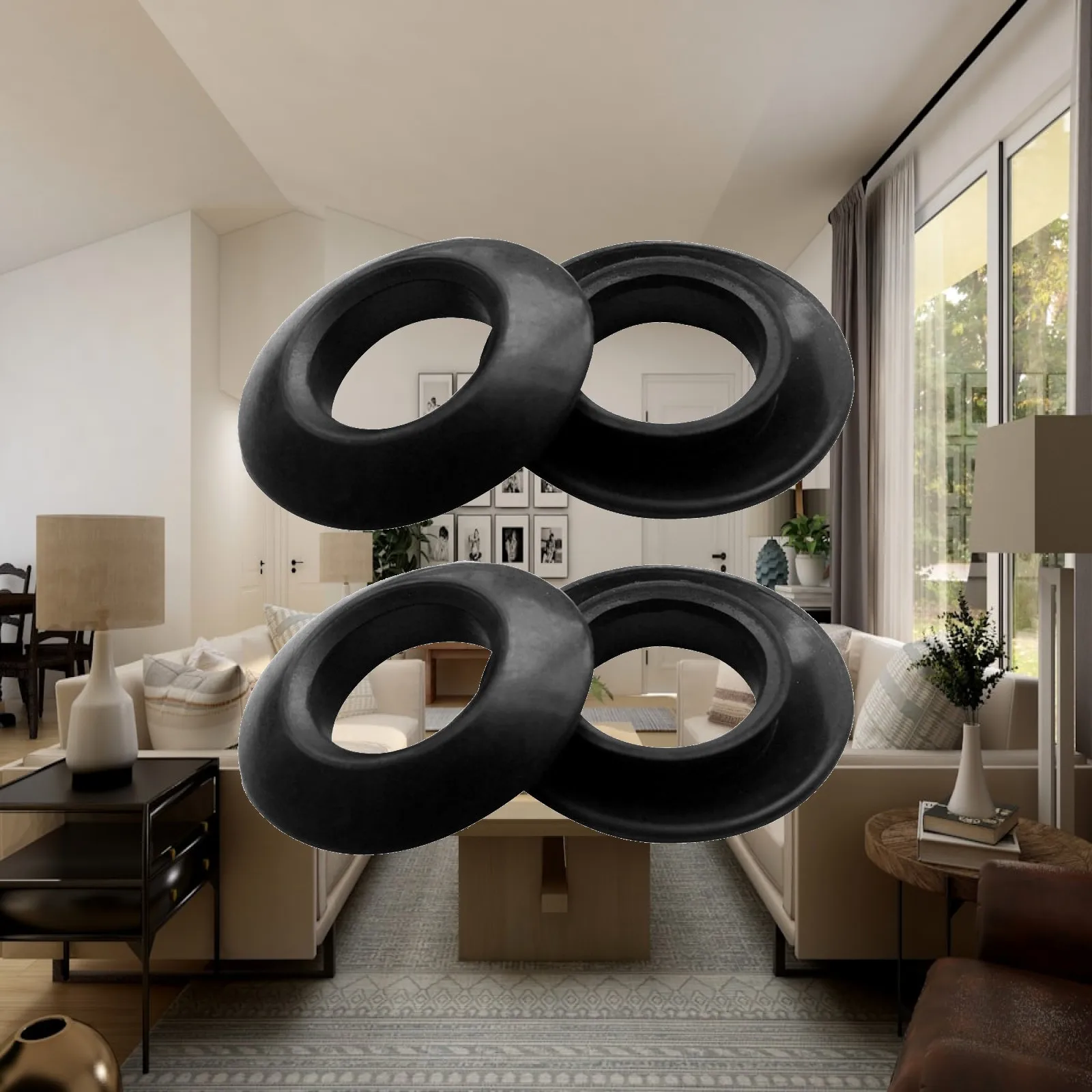 Kayak Paddle Drip Rings Black Rubber 30mm Inner Diameter Water Control Seals for Lake Trips