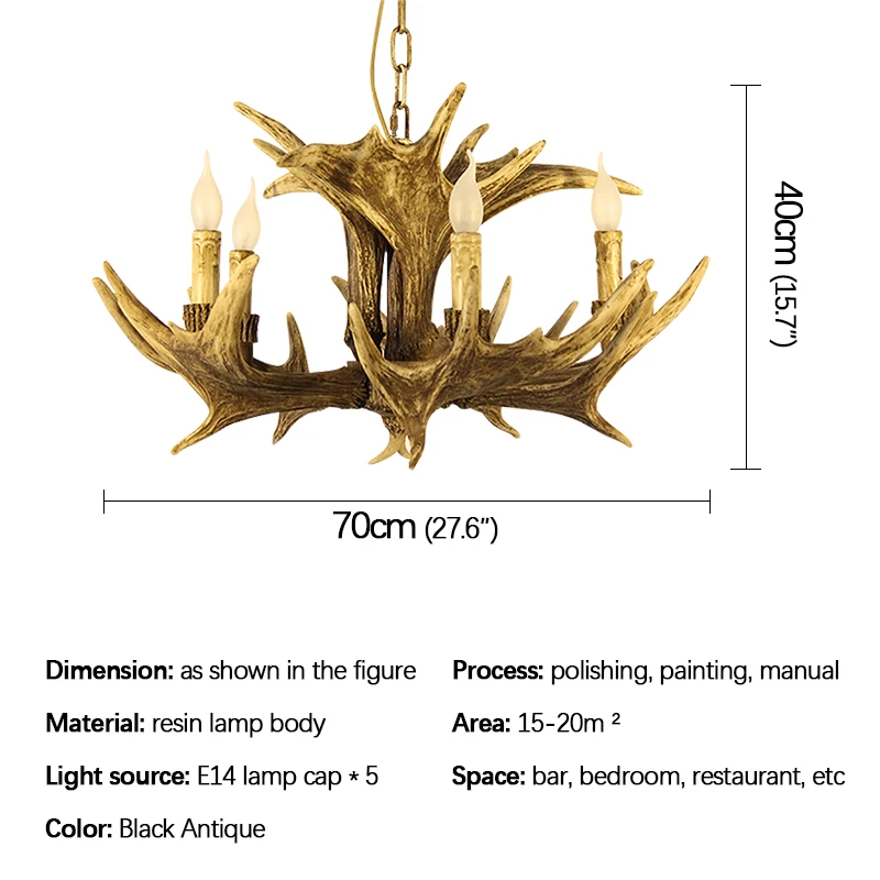 SOFITY Modern Antler Chandelier Light LED Creative Retro Resin Pendant Lamp Fixtures for Home Living Dining Room Bar Cafe