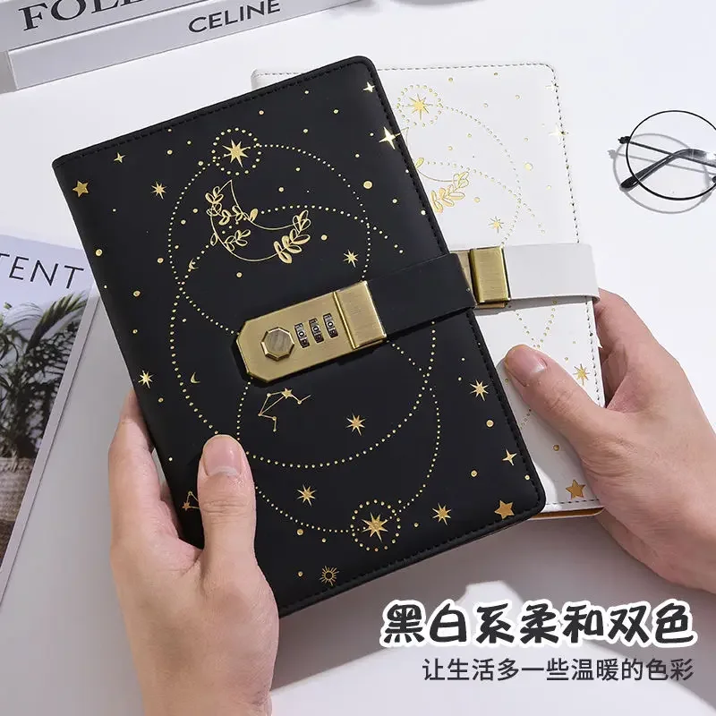 creative password book with lock thickened diary student notepad stationery notebook binder novo a5 200 paginas 01