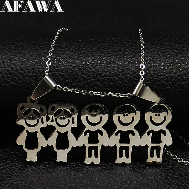 3 Boys 2 Girl Family Stainless Steel Chain Necklaces for Women chains for children Necklace Jewelry collar hombre N378S01