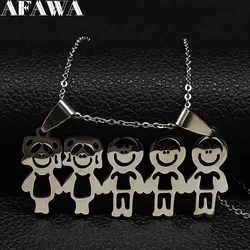 3 Boys 2 Girl Family Stainless Steel Chain Necklaces for Women chains for children Necklace Jewelry collar hombre N378S01