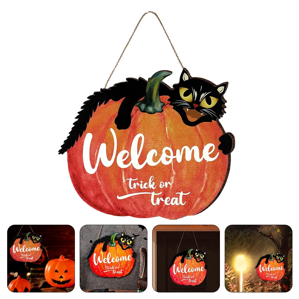 HDF Pumpkin Sign Halloween Halloween Welcome Sign Decor nament Wall Hanging Decor Party Festival Decoration