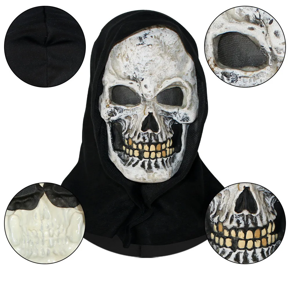 Schädelmaske Gruselige Skelett-Geistergesichts-Maske Unheimliche Vollkopf-Latex-Dämonenmaske Realistische Halloween-Cosplay-Requisiten – Detail 4