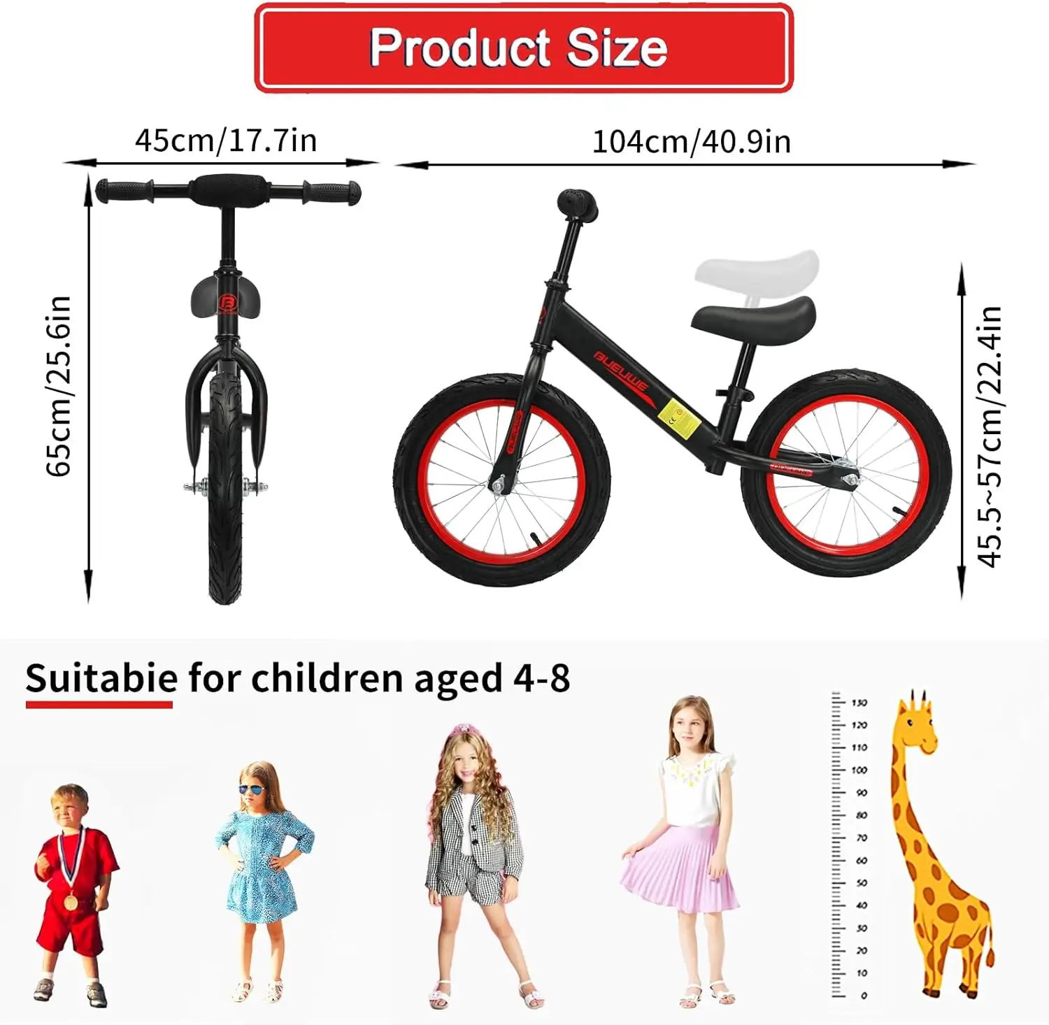 Bicicleta de equilibrio de 16 pulgadas para niños y niñas de 4, 5, 6, 7, 8 años, bicicletas para niños sin pedales, bicicleta de entrenamiento para niños pequeños con asiento ajustable, la mejor