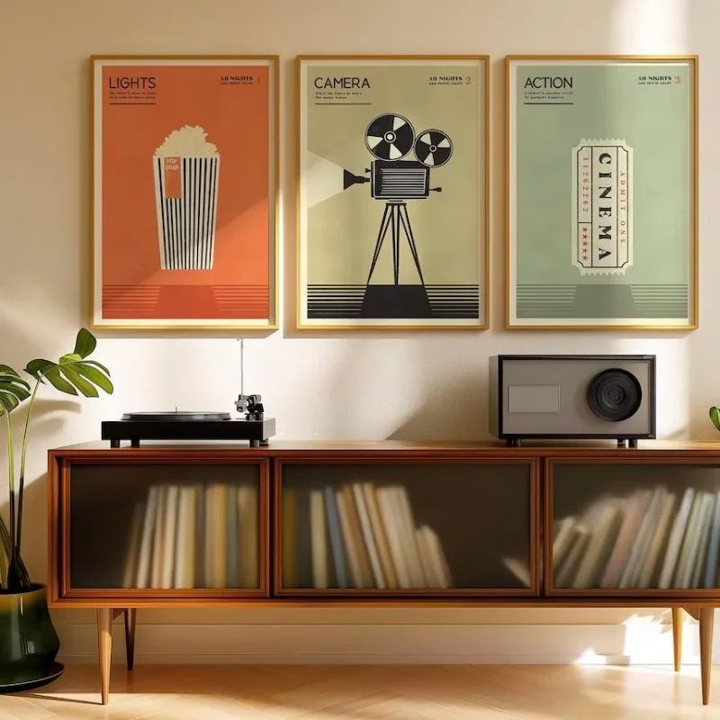 Minimalist 90s Pop Culture Poster Mid Century Music Cinema Theater Canvas Painting Wall Art for Living Room Home Decor Dorm Gift