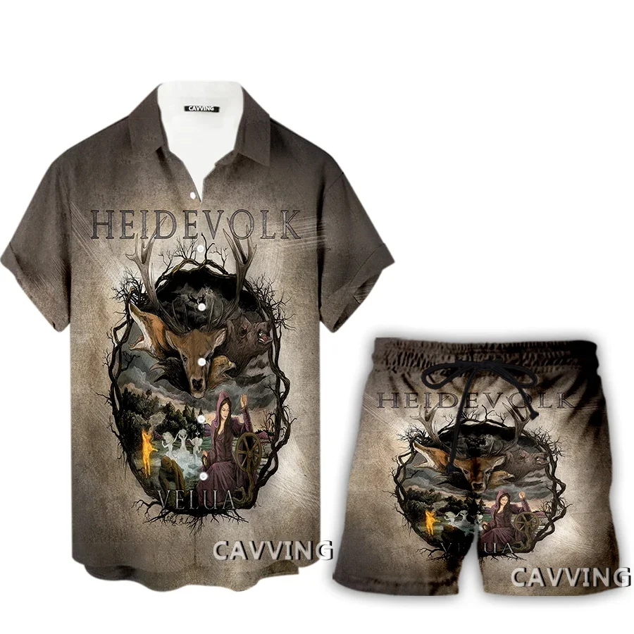 HEIDEVOLK Band   3D Print Casual Hawaii Shirts+ Shorts Beach Shorts Suit Clothes Women/ Men's  Sets Suit  Clothes