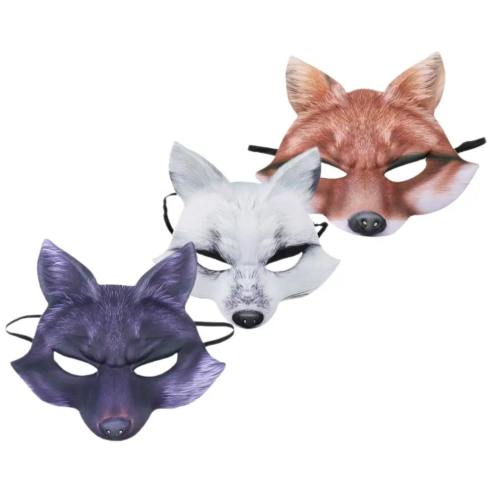 

3 Pcs Halloween Fox Mask Festival Cosplay Prom Decorations for Party Carnival Eva Child