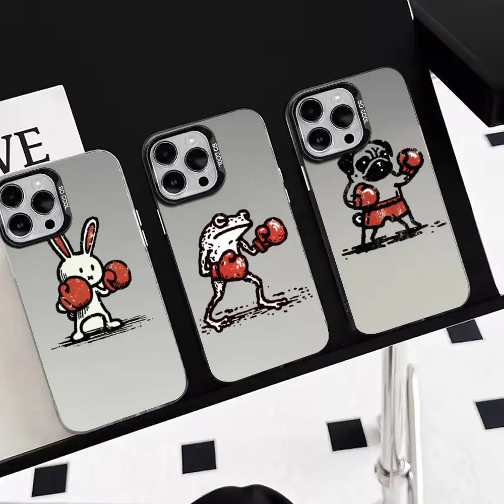 

Animal boxer Phone Case For iPhone 17,16,15,14,13,12,11 Plus,Pro Max,XS,Colorful Silver Black Cover