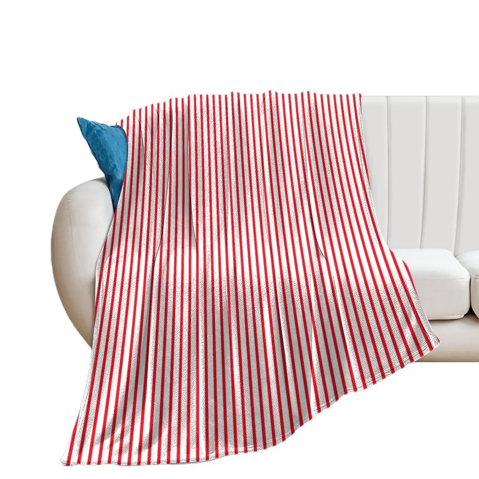 Red Pinstripe Design On White Background Throw Blanket Flannels Plaid on the sofa Blankets