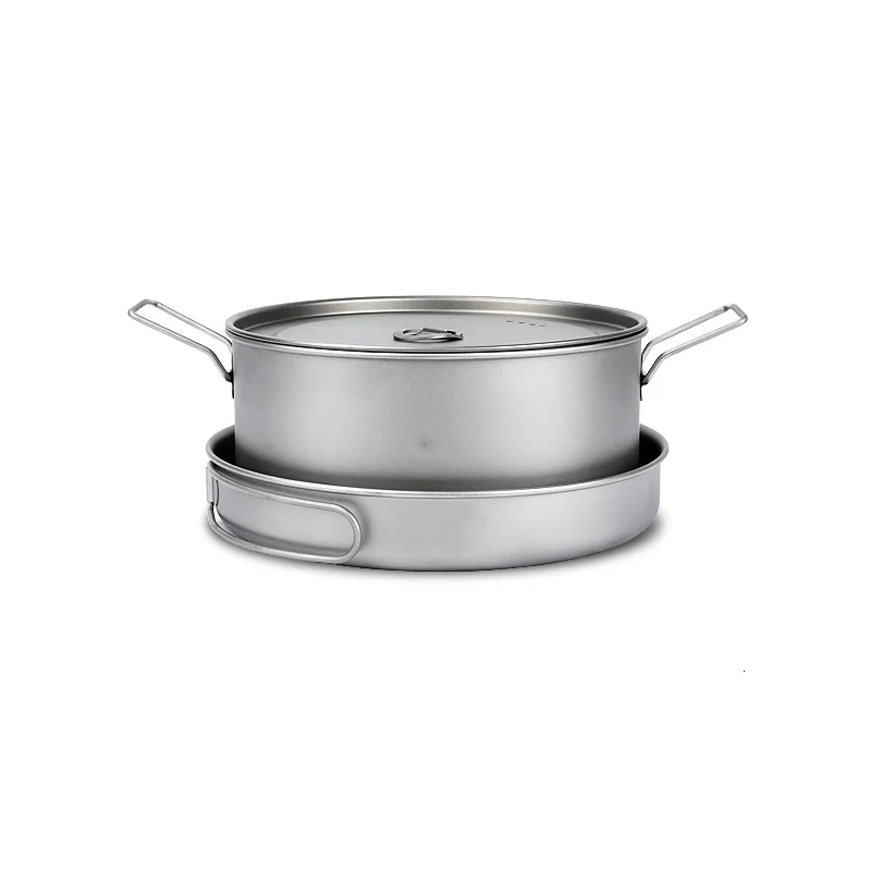 

Pure Titanium Outdoor Pot Set with Lid, Ultra Lightweight Portable Camping Cookware, Non Stick Pot, Hot Hand