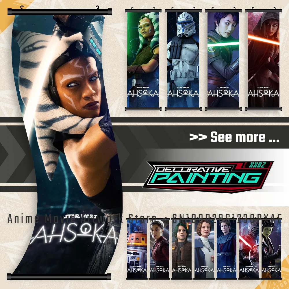 

Movie Star Wars Ahsoka Wall Art Scrolls Picture Hanging Painting Classic Canvas Poster Print Home Decoration Kids Room Wallpaper