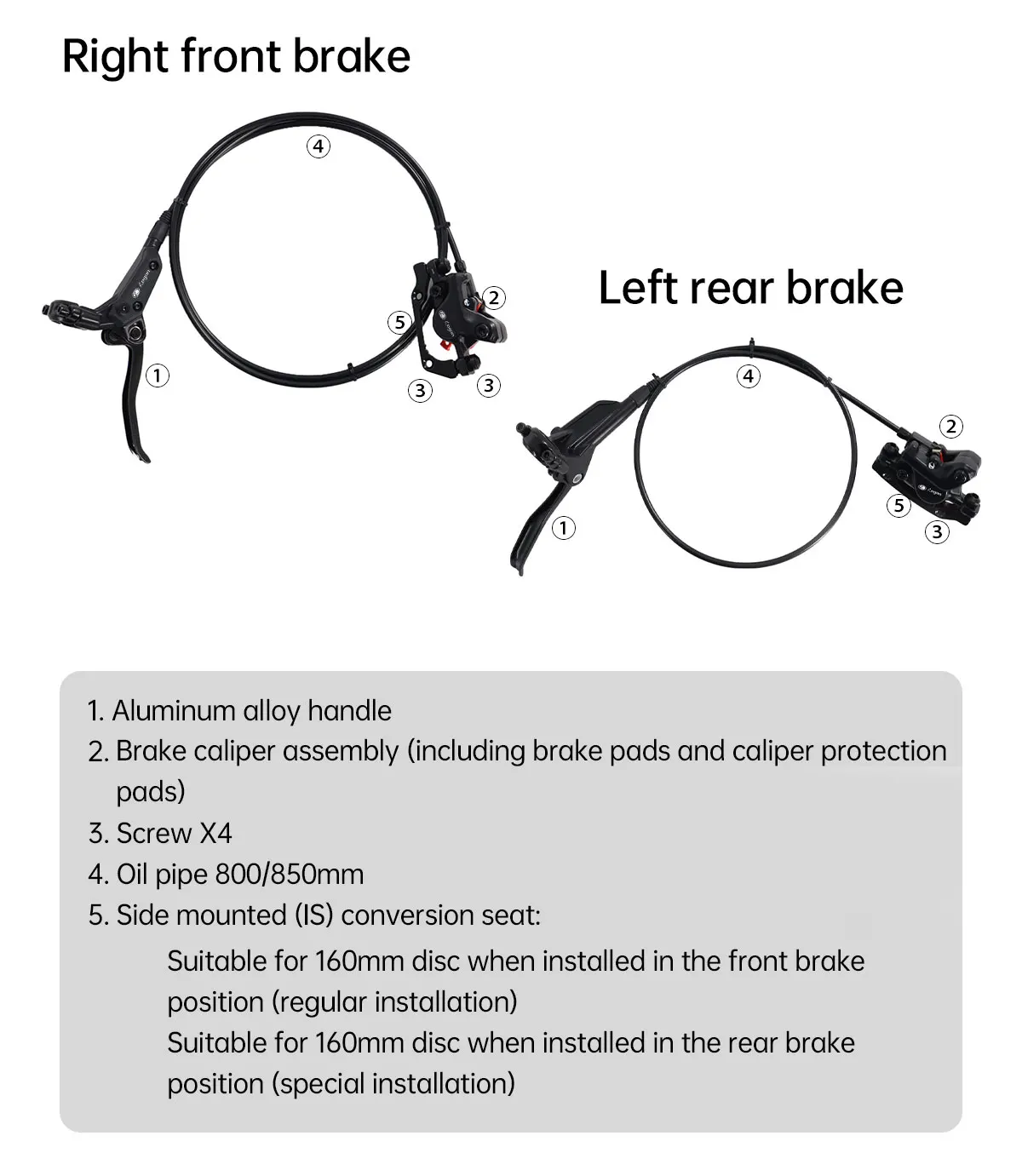 TESNO M500 2-Piston MTB Hydraulic Disc Brake Set Aluminum Alloy Front And Rear Bicycle Brakes with Silicone Protective Covers