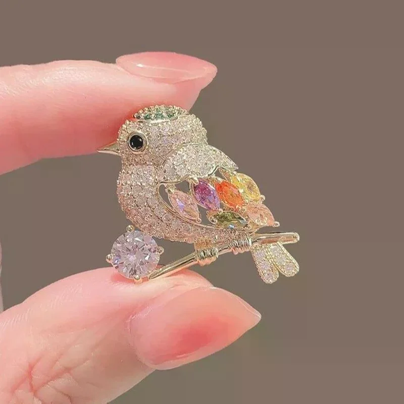 Fashion Zircon Magpie Bird Brooch For Women Banquet Lapel Pin Wedding Party Jewelry Accessries