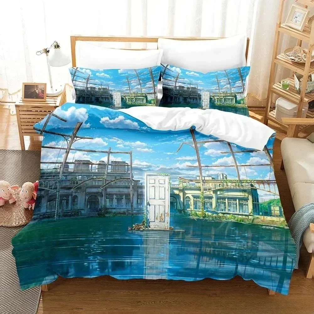 3D Printed Anime Suzume No Tojimari Bedding Set Single Twin Full Queen King Size Bedroom Duvet Cover Sets for Adult Kid