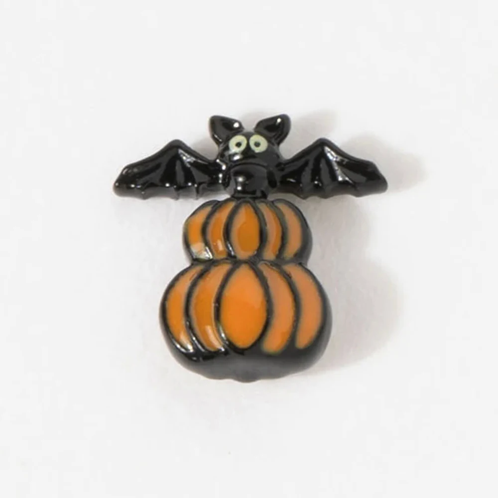 10pcs Black Pumpkin Bat Custom Floating Charms for Glass Locket Watch Necklace Bracelet